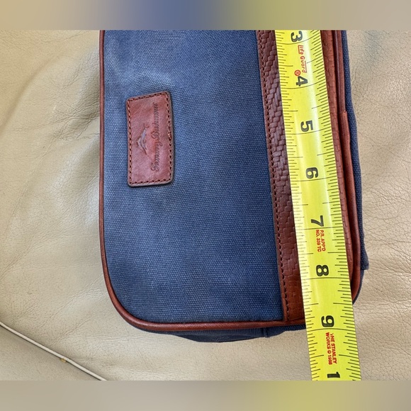 Tommy Bahama Mens Travel Bag Toiletries Navy Blue Leather - Picture 9 of 11